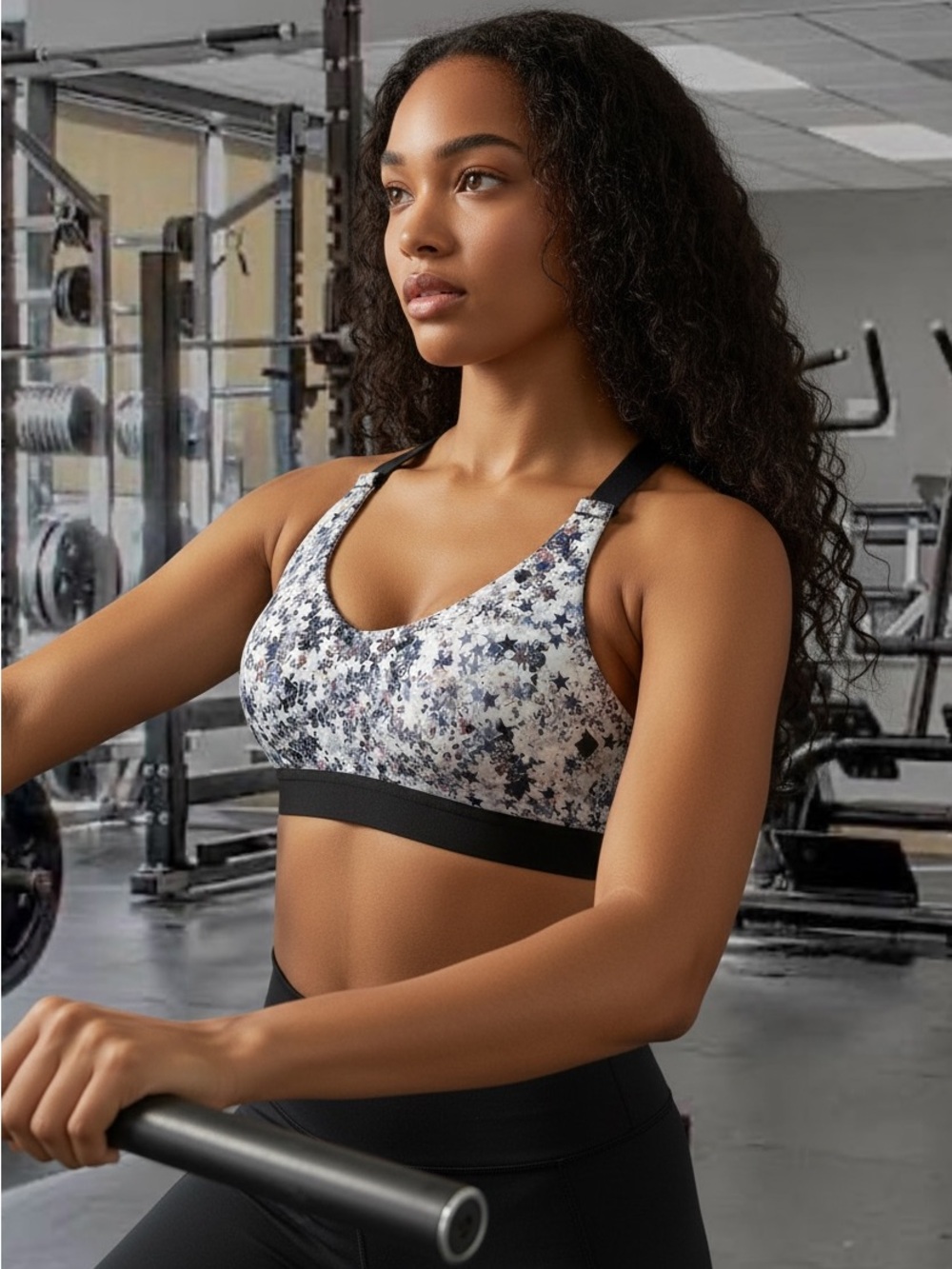 VSX Sport Victoria’s Secret Sports Bra 32A Star Print Racerback Athletic Bra